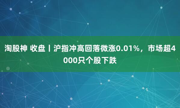 淘股神 收盘丨沪指冲高回落微涨0.01%，市场超4000只个股下跌
